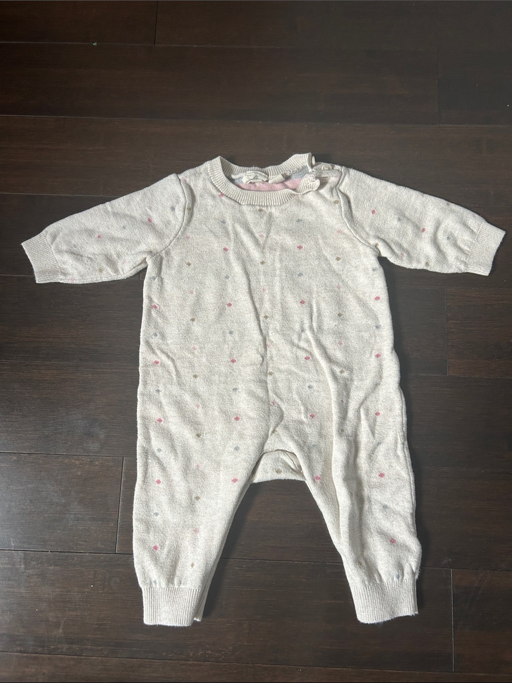 GAP Cream Knit One-Piece with Pink Dot Details